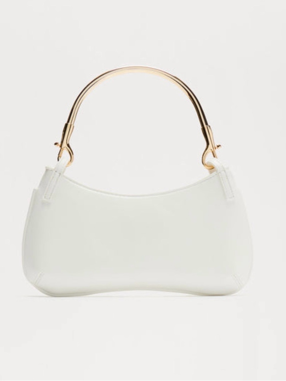 Elegant White Shoulder Bag with Gold Handle